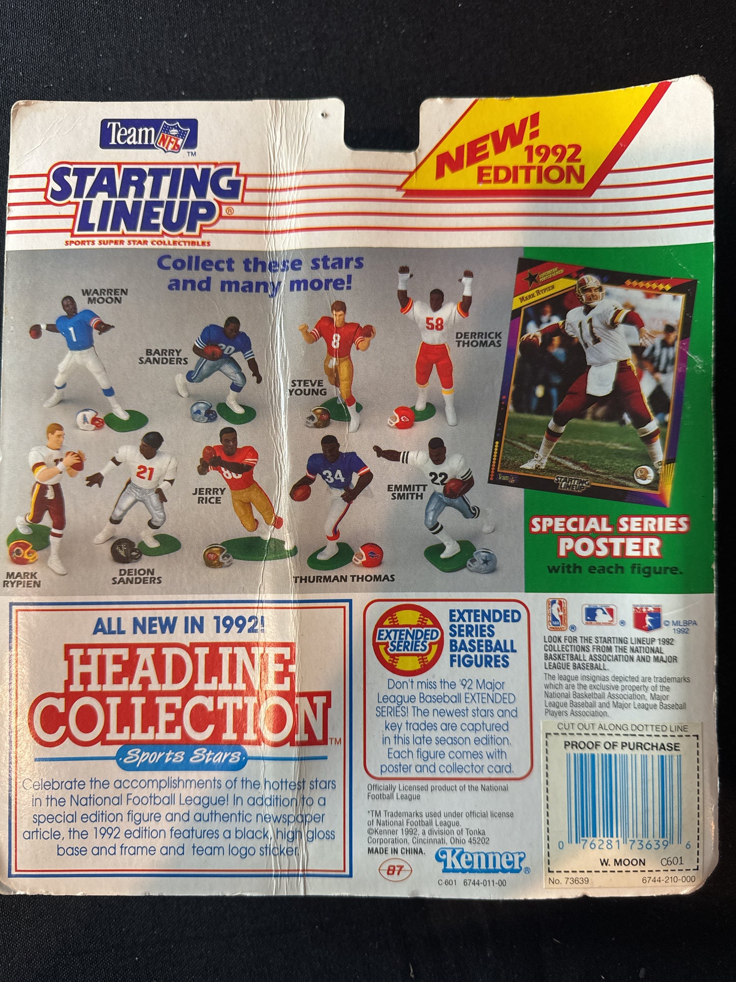 Starting Lineup Rare 1992 Warren Moon Blue Shirt Oilers Figure & Card New in Package