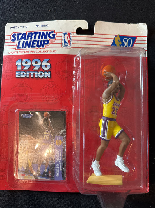 Starting Lineup 1996 NBA LA Lakers Eddie Jones w/ Trading Card New in Package
