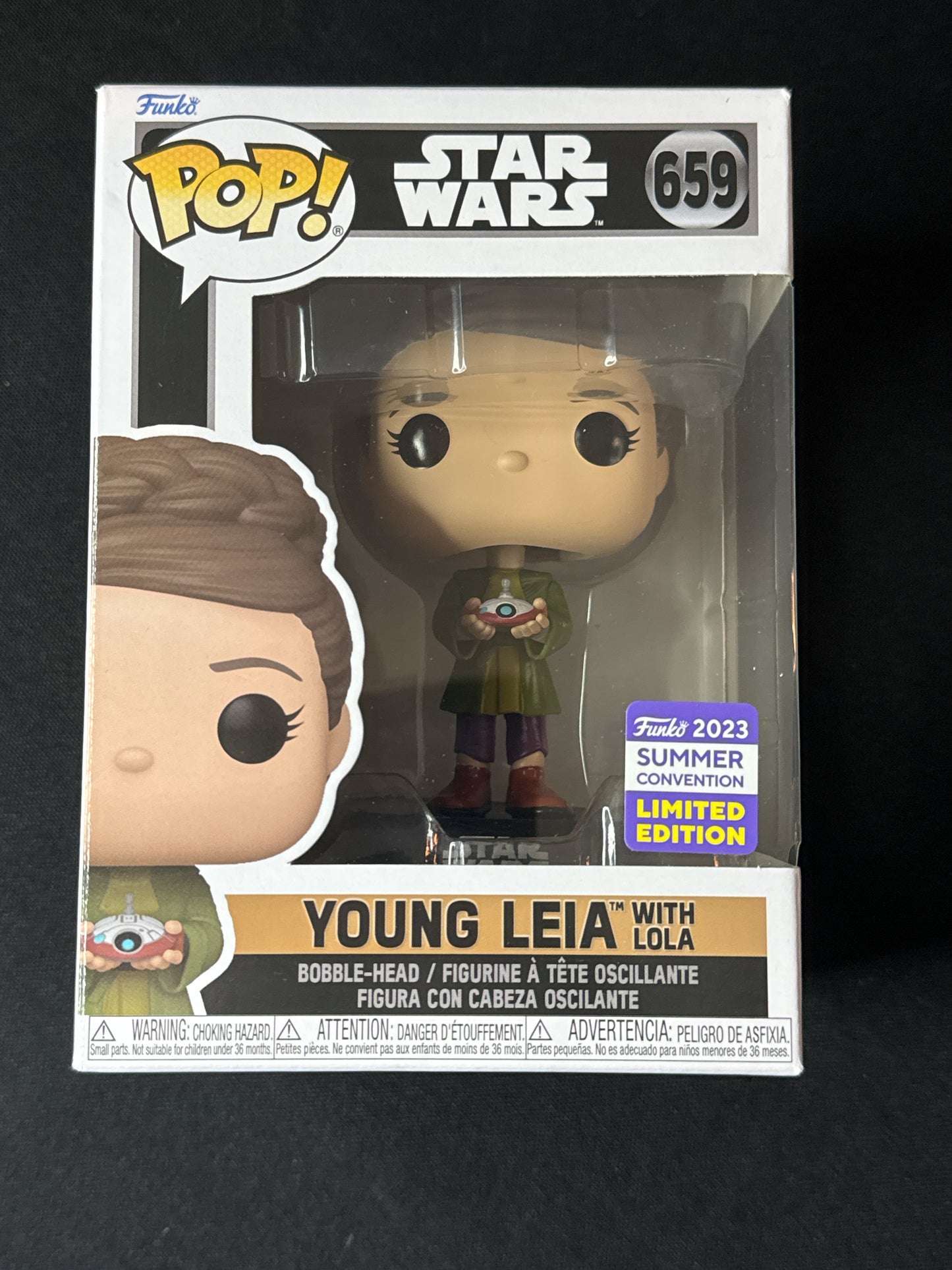 Funko Pop! Star Wars Young Leia w/ Lola Funko 2023 Summer Convention New in Box #659