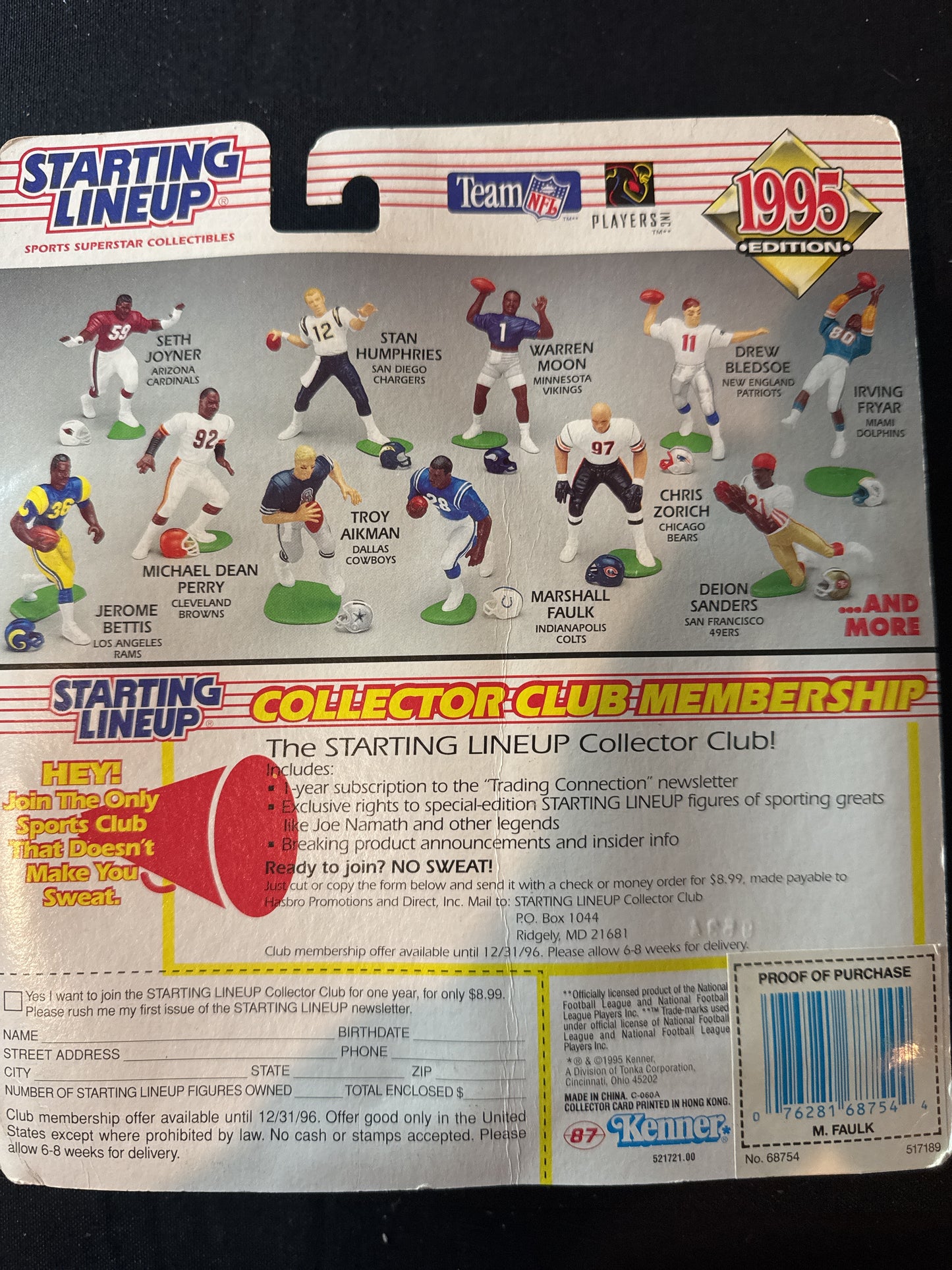 Starting Lineup 1995 NFL Marshall Faulk Indianapolis Colts Action Figure New in Package