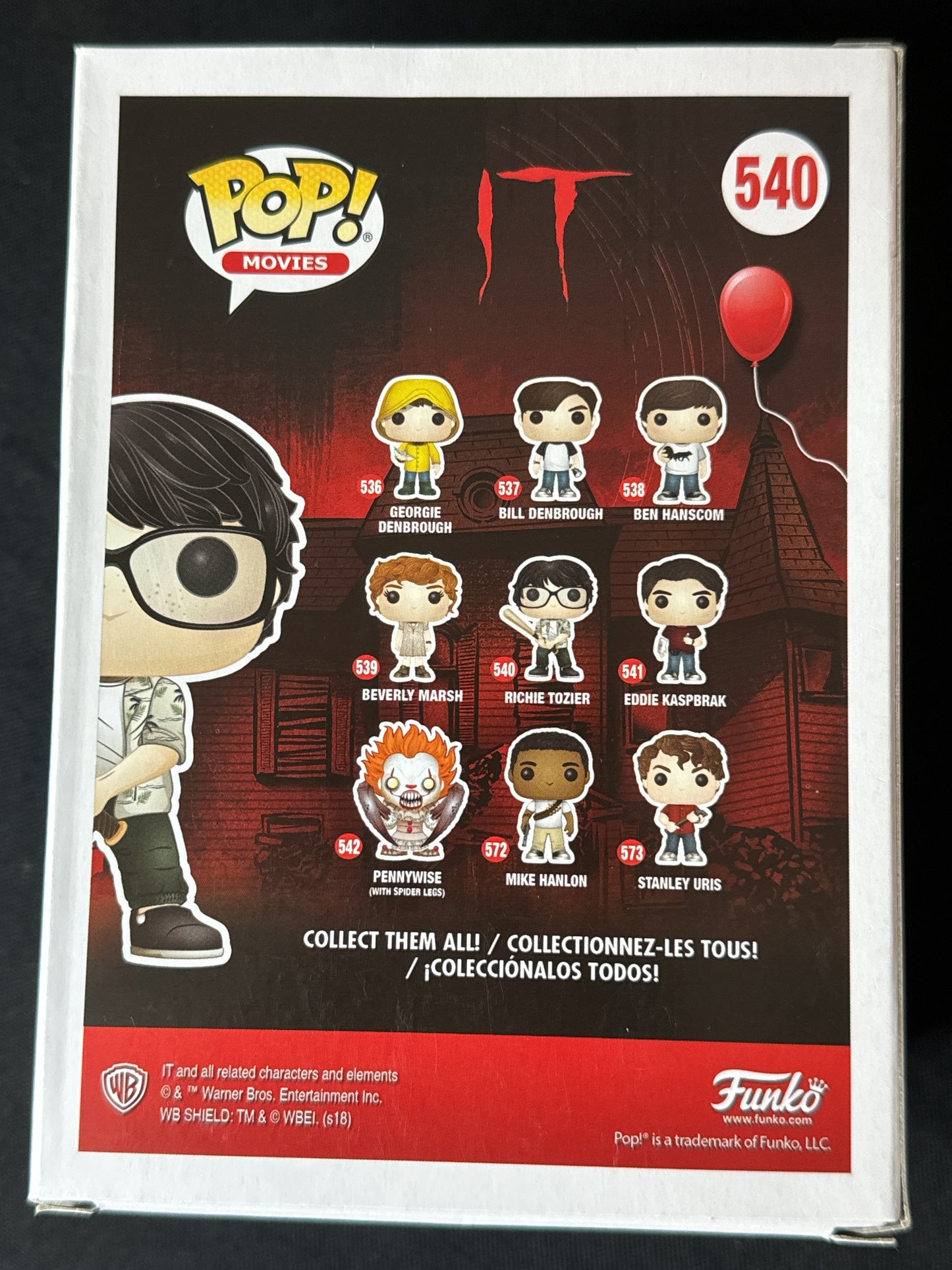 Funko Pop! IT Richie Tozier Vinyl Figure #540 New in Box