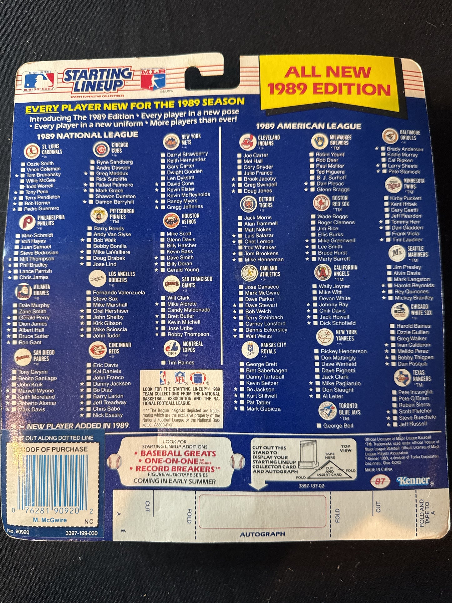 Starting Lineup 1989 MLB Mark McGwire Oakland Athletics A's Action Figure New in Package