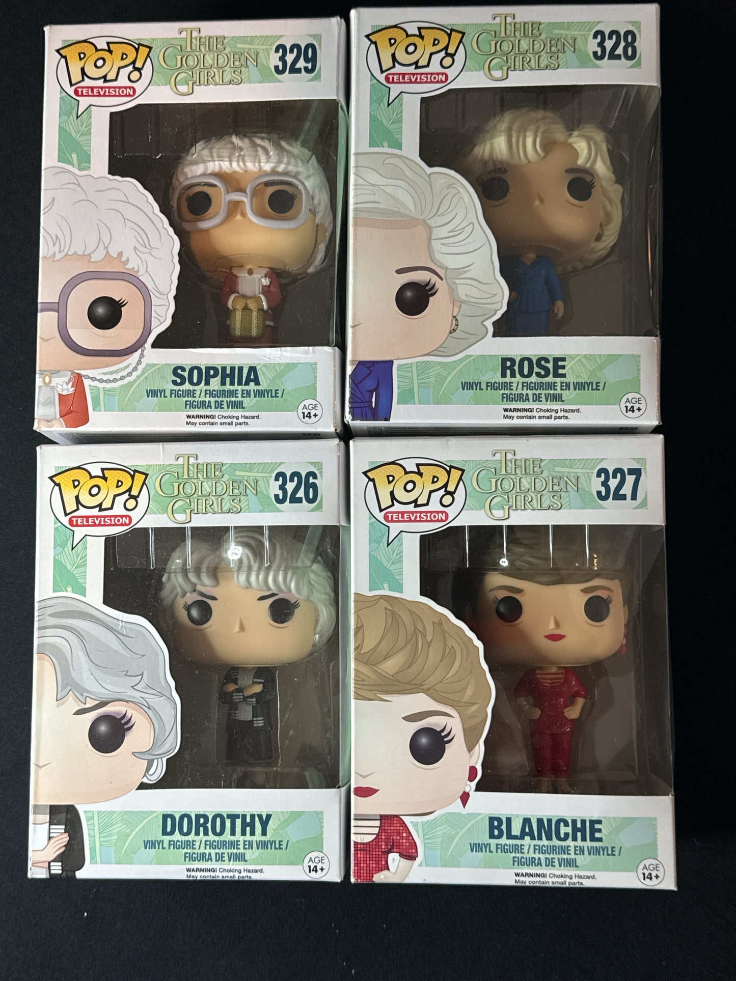 Funko Pop! Set of 4 Golden Girls! Blanche 327, Rose 328, Dorothy 326, Sophia 329 New in Boxes