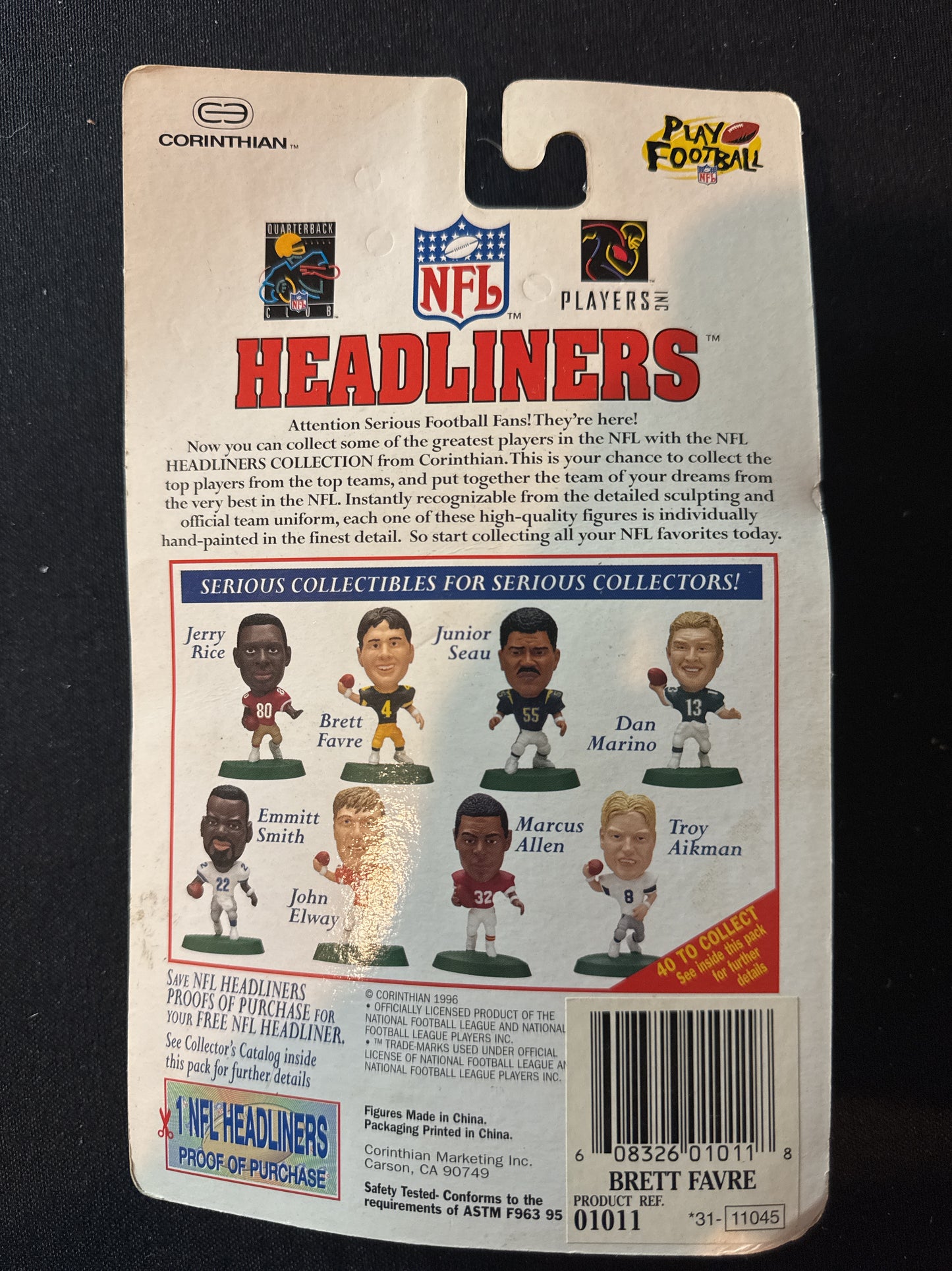 NFL Corinthian Headliners 1996 Brett Favre Greenbay Packers Action Figure New in Package