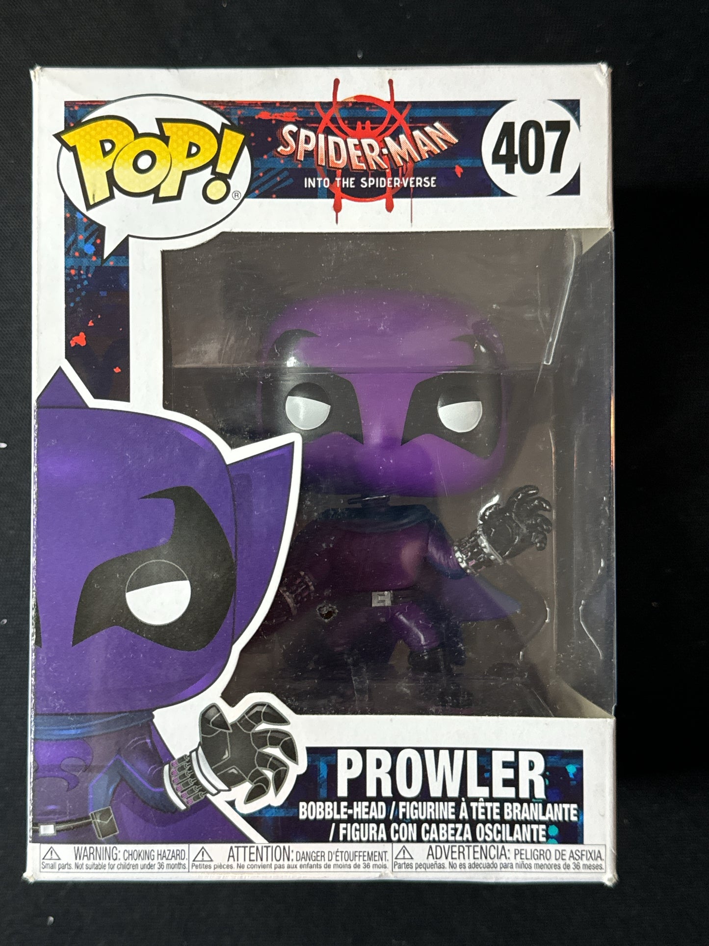 Funko Pop! Marvel Spider-Man Into the Spiderverse Prowler Bobble Head #407 New in Box