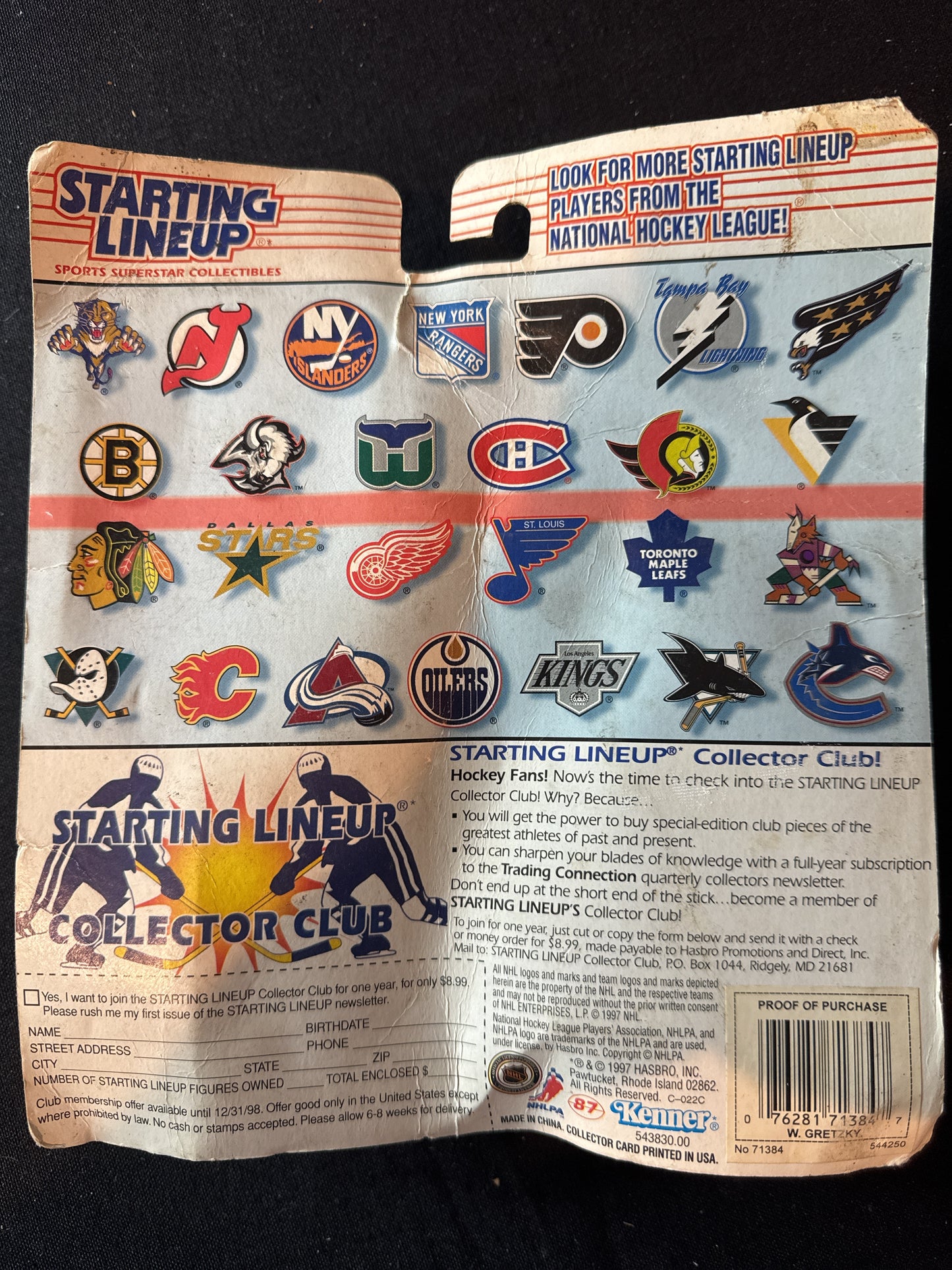Starting Lineup 1997 NHL Wayne Gretzky NY Rangers Action Figure New in Package