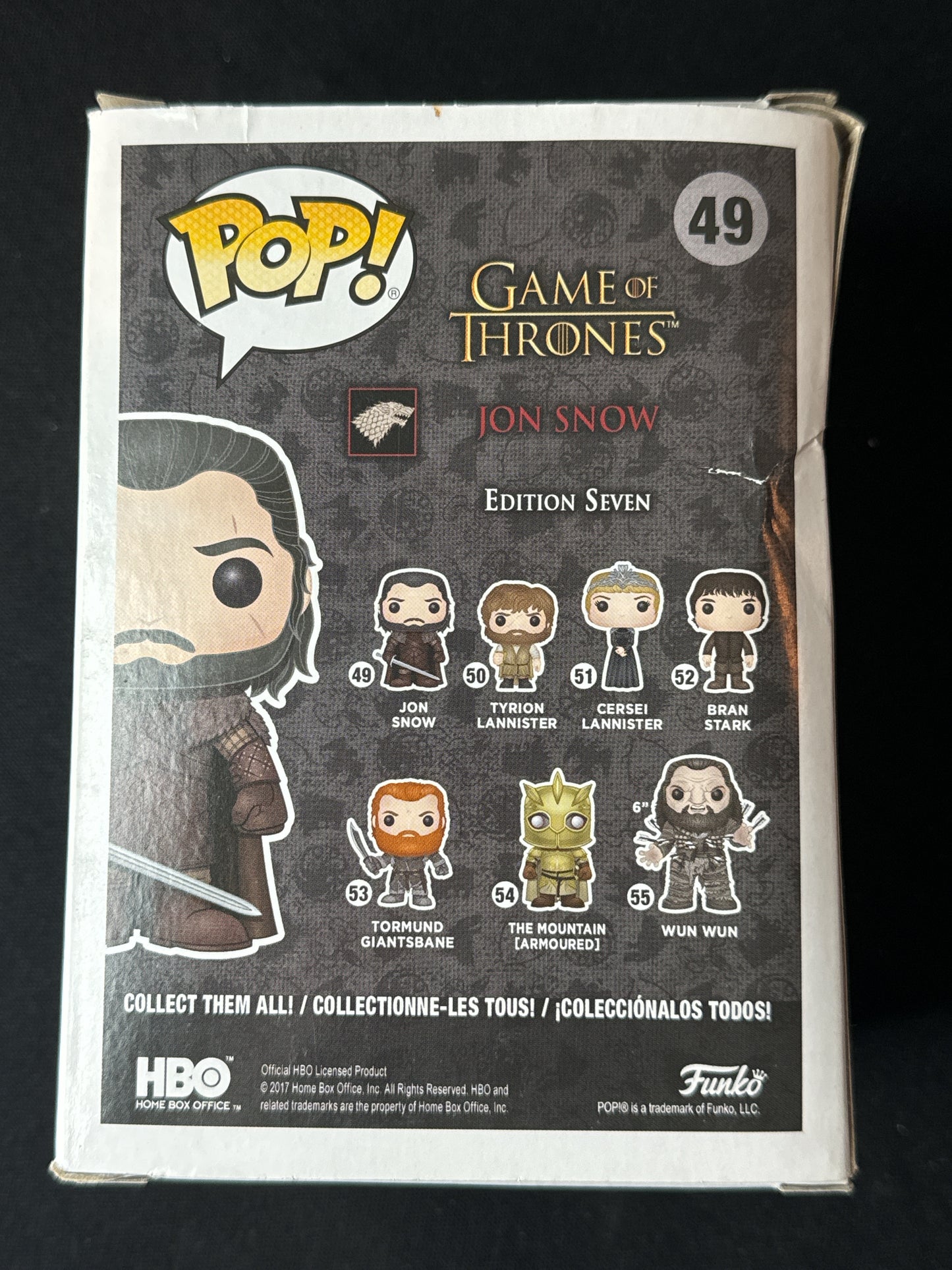 Funko Pop! Game of Thrones Jon Snow Vinyl Figure #49 New in Box