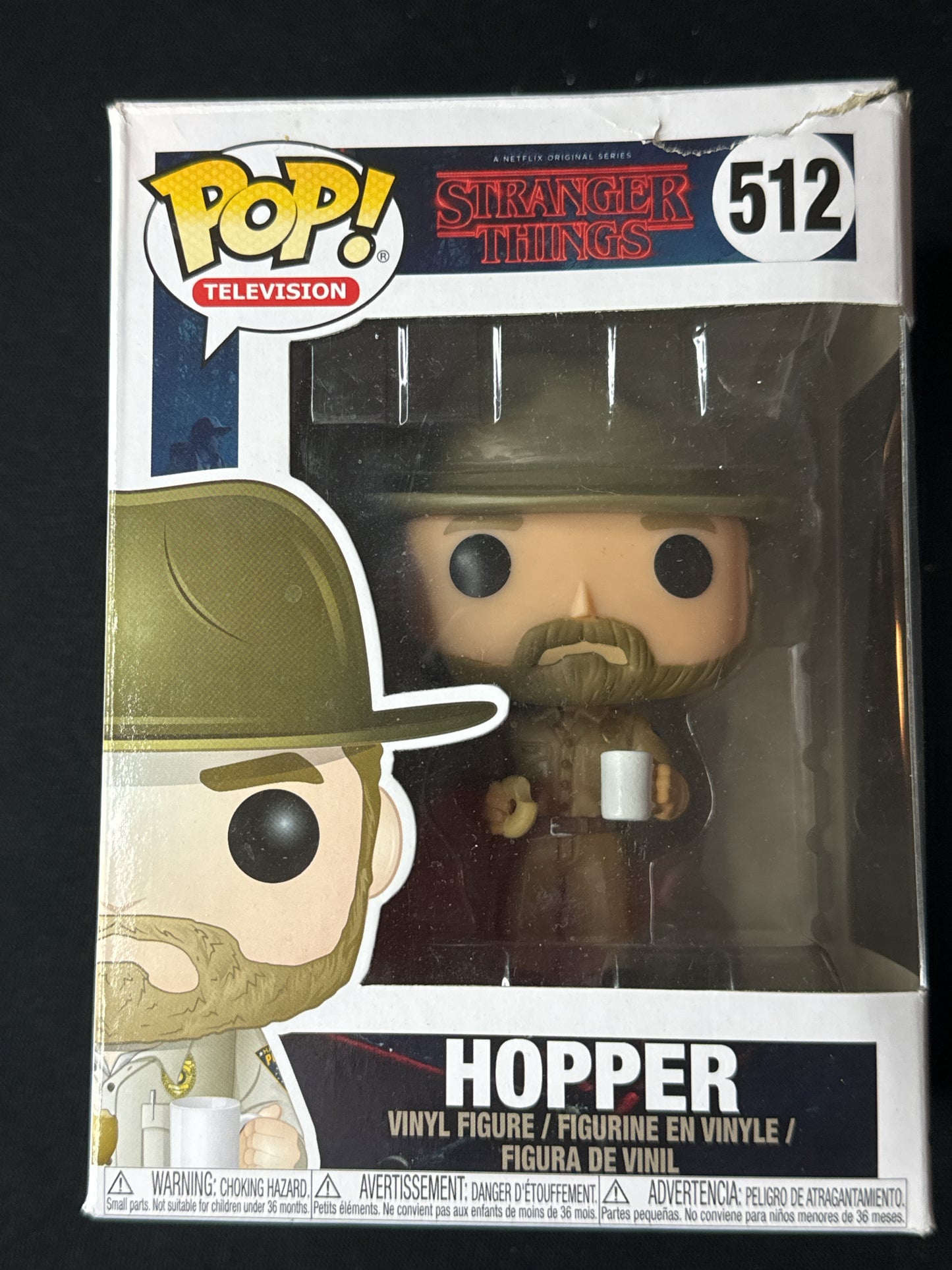 Funko Pop! Stranger Things! Hopper Vinyl Figure #512 New in Box Damaged Box