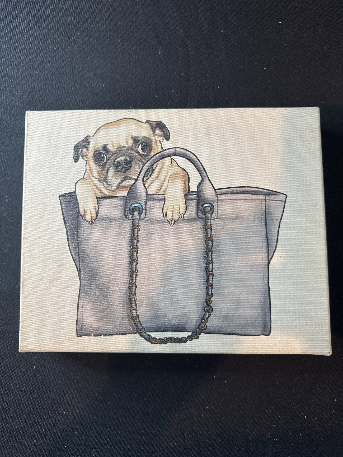 Pug Wall Art With Purse Size Approx. 10" x 8" x 1.5"