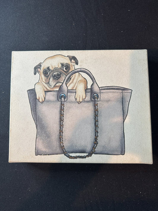 Pug Wall Art With Purse Size Approx. 10" x 8" x 1.5"