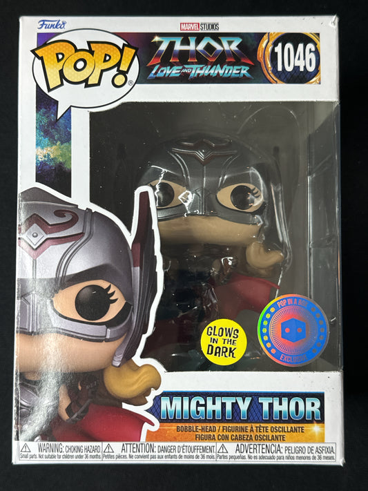 Funko Pop! Thor Love & Thunder Mighty Thor Bobble-Head #1046 New in Box Glows in Dark