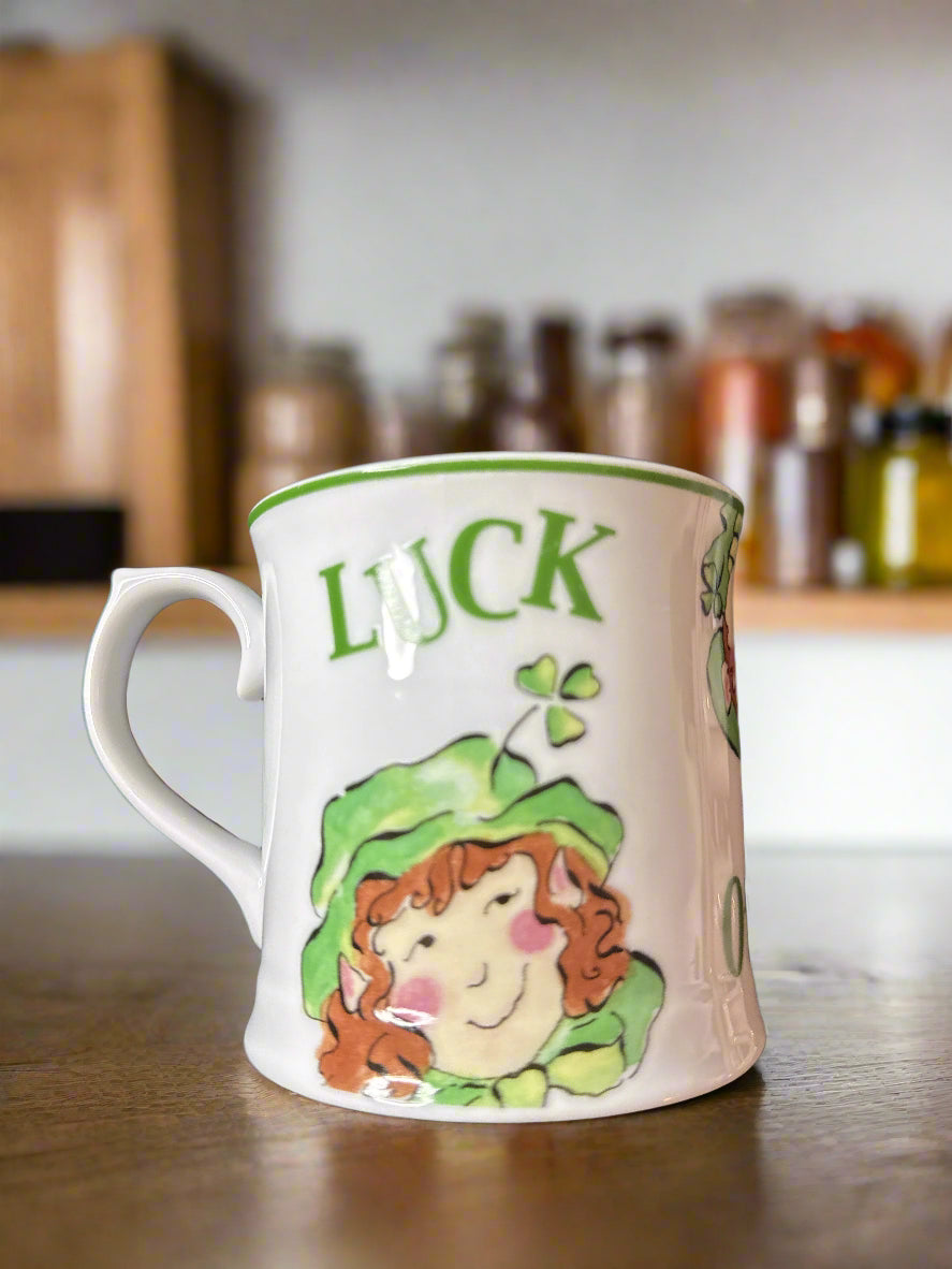 Rosanna St. Patrick's Day Coffee Cup Mug Luck O' The Irish Green/White 3.75" Tall