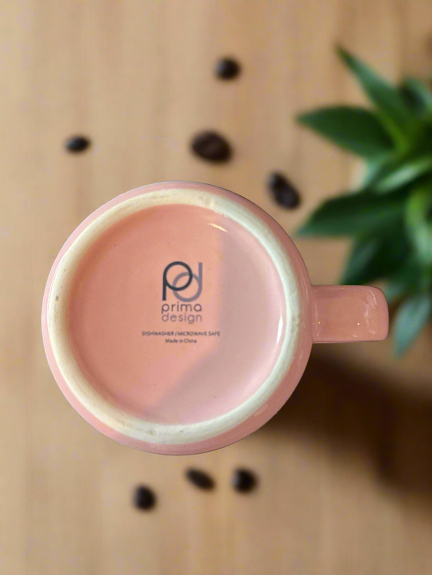 Primo Design Bright Pink Coffee & Mascara Coffee Cup/Mug 4" x 4" New