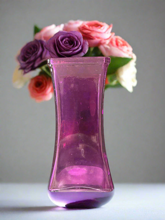 Purple Hourglass Vase 6.75" Tall x 3" Wide At Top