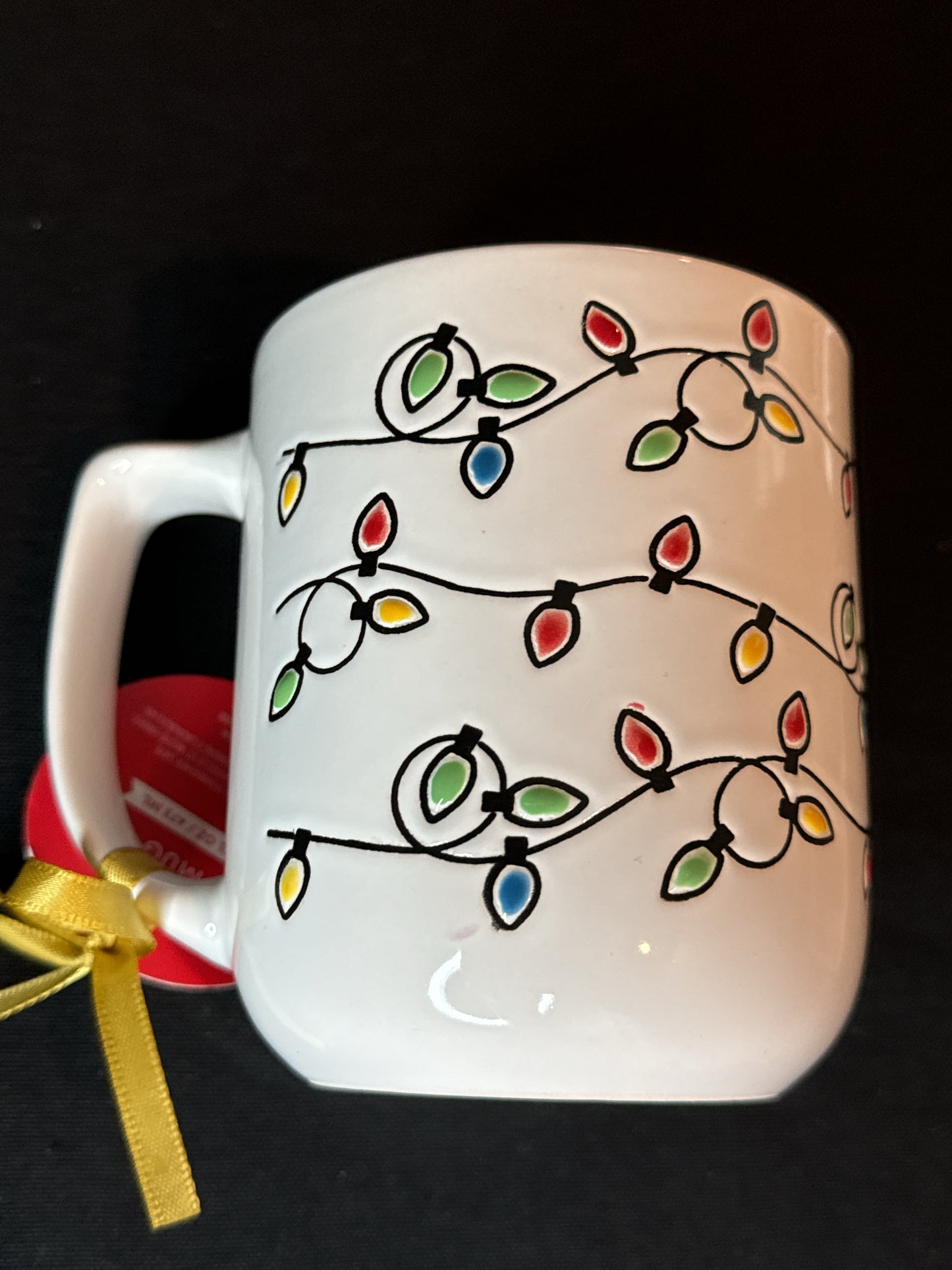 Christmas Lights 3D Coffee Mug Red Interior New Inventory 4.25" Tall