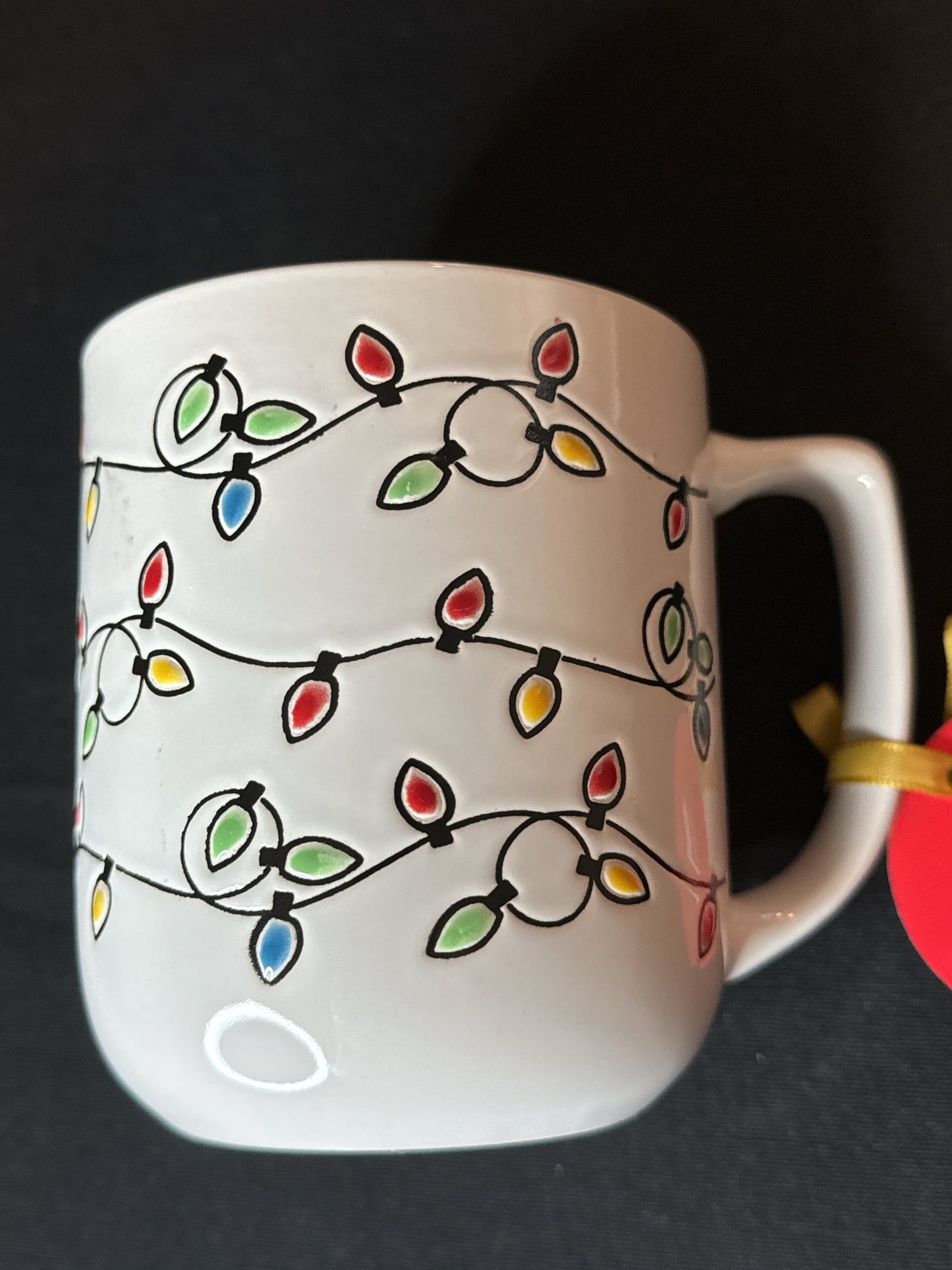 Christmas Lights 3D Coffee Mug Red Interior New Inventory 4.25" Tall