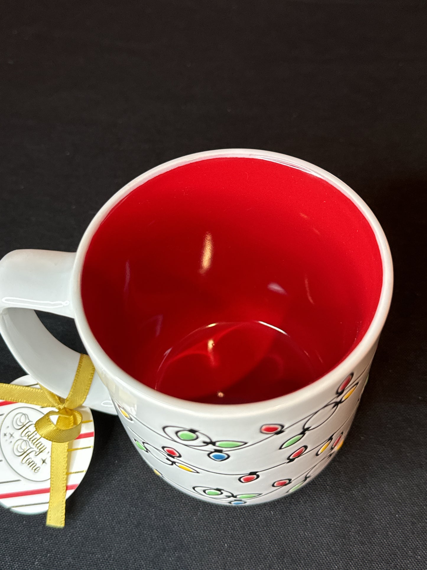 Christmas Lights 3D Coffee Mug Red Interior New Inventory 4.25" Tall