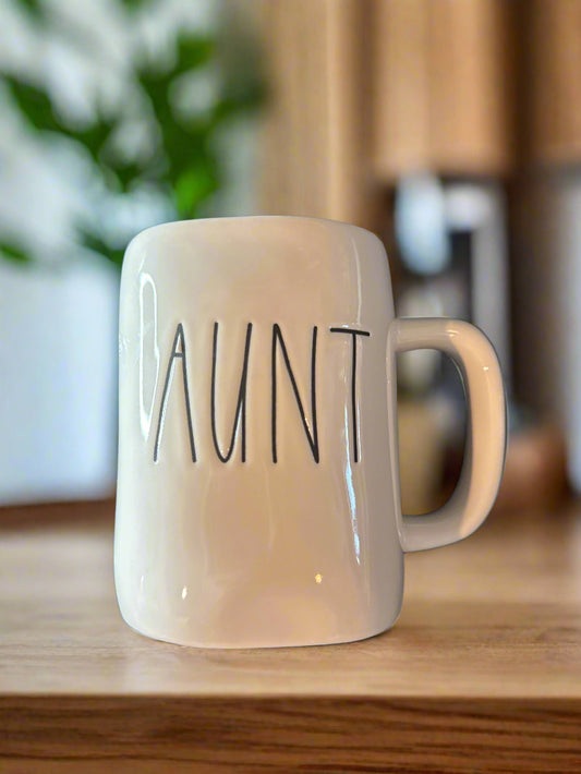 Rae Dunn AUNT Coffee Cup Mug Artisan Collection by Magenta 4 7/8" Tall