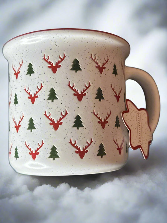 Better Living Christamas Deer Tree Coffee Camping Mug Ceramic 15oz Red Interior New Inventory