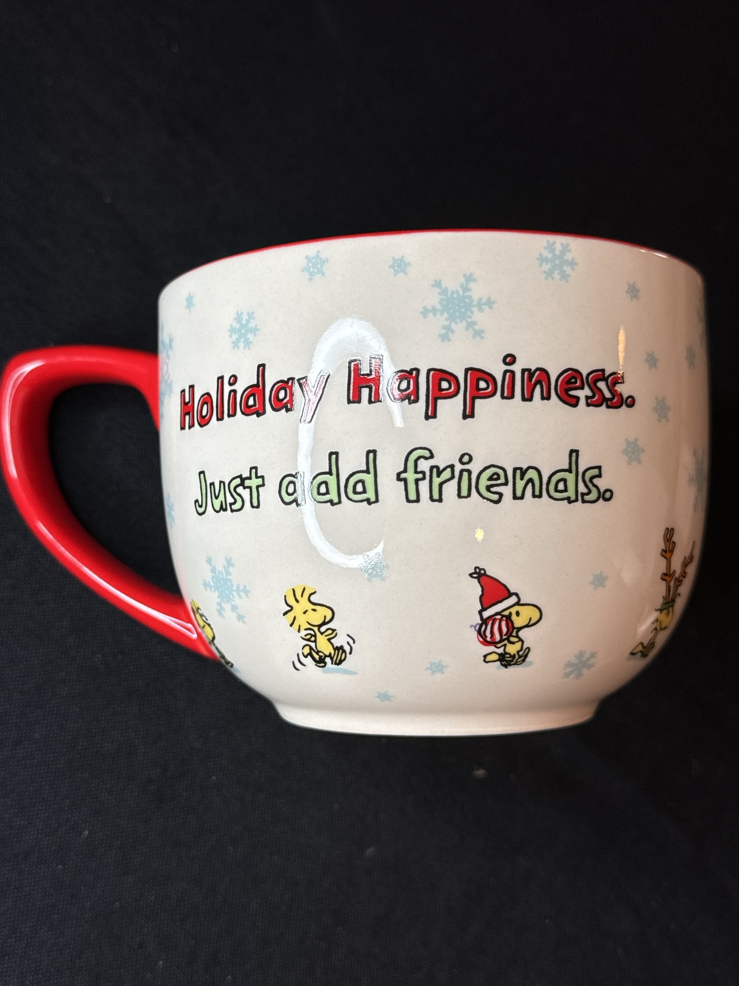 Hallmark Peanuts Charlie Brown Snoopy "Holiday Happiness Just Add Friends" Coffee Soup Cup