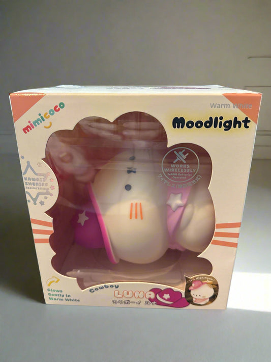 Mimicoco Moodlight Warm White Cowboy Luna Requires 3 AAA Batteries.