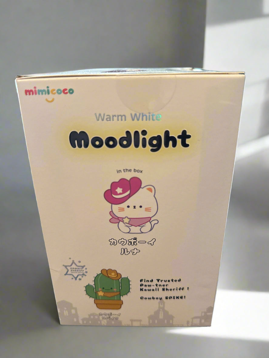 Mimicoco Moodlight Warm White Cowboy Luna Requires 3 AAA Batteries.