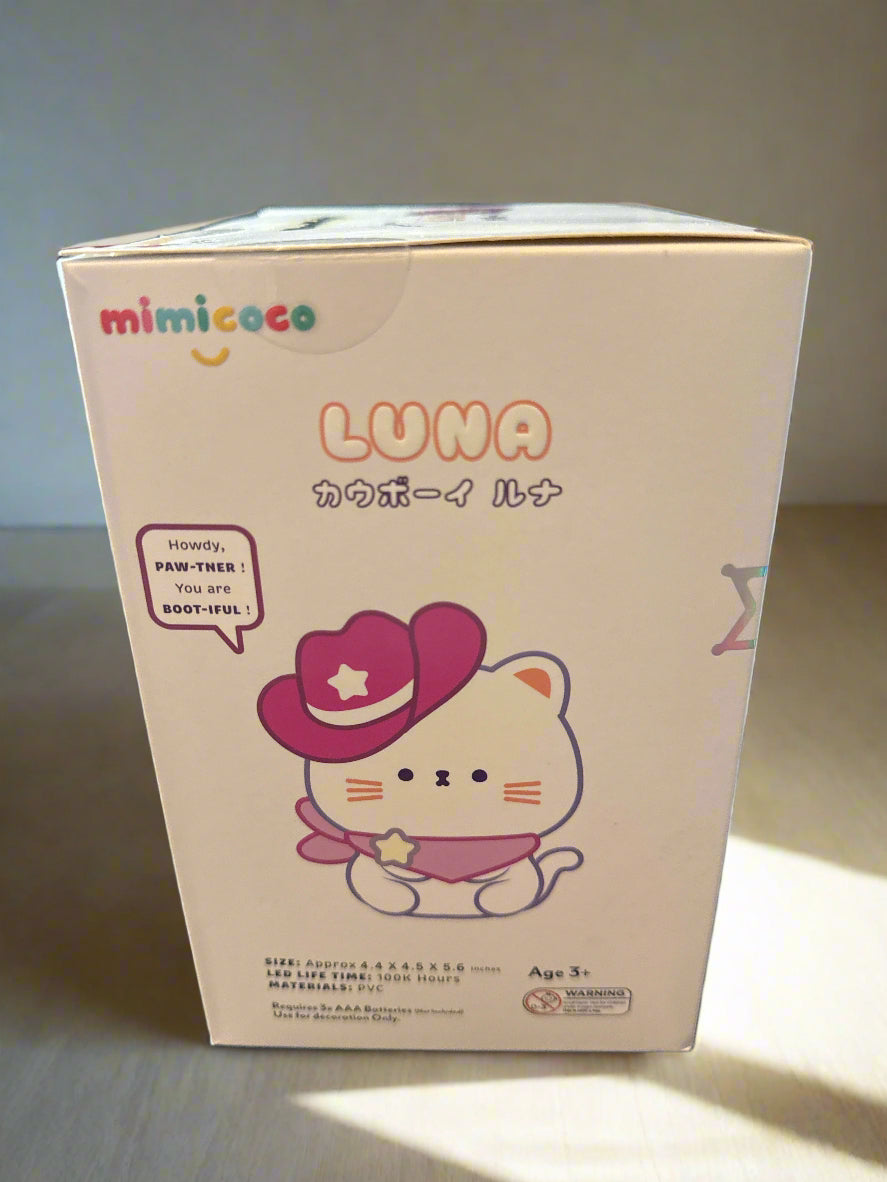 Mimicoco Moodlight Warm White Cowboy Luna Requires 3 AAA Batteries.
