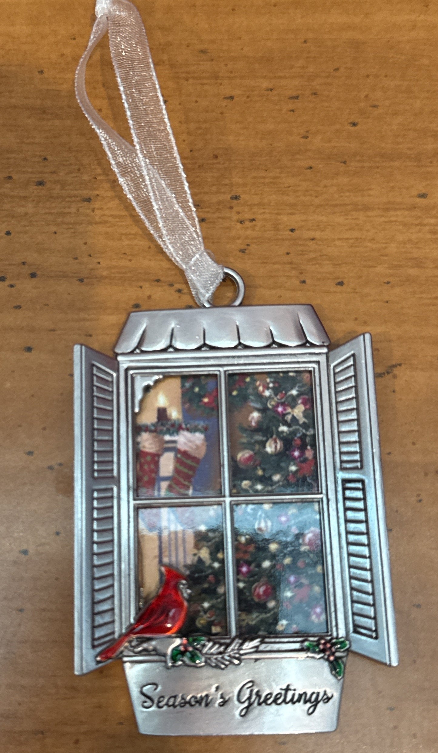 Ganz Zinc Christmas Window Ornament Season's Greetings New