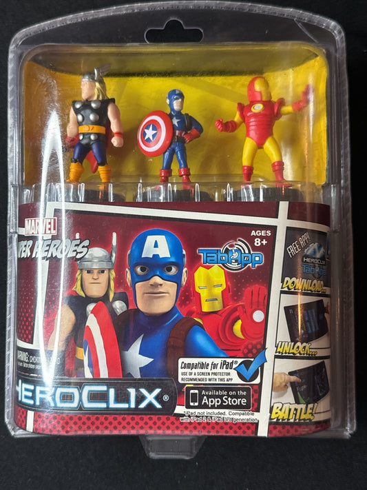 Marvel Super Heroes HeroClix TabApp Figure Set (Thor/Iron Man/Captain America) New in Box