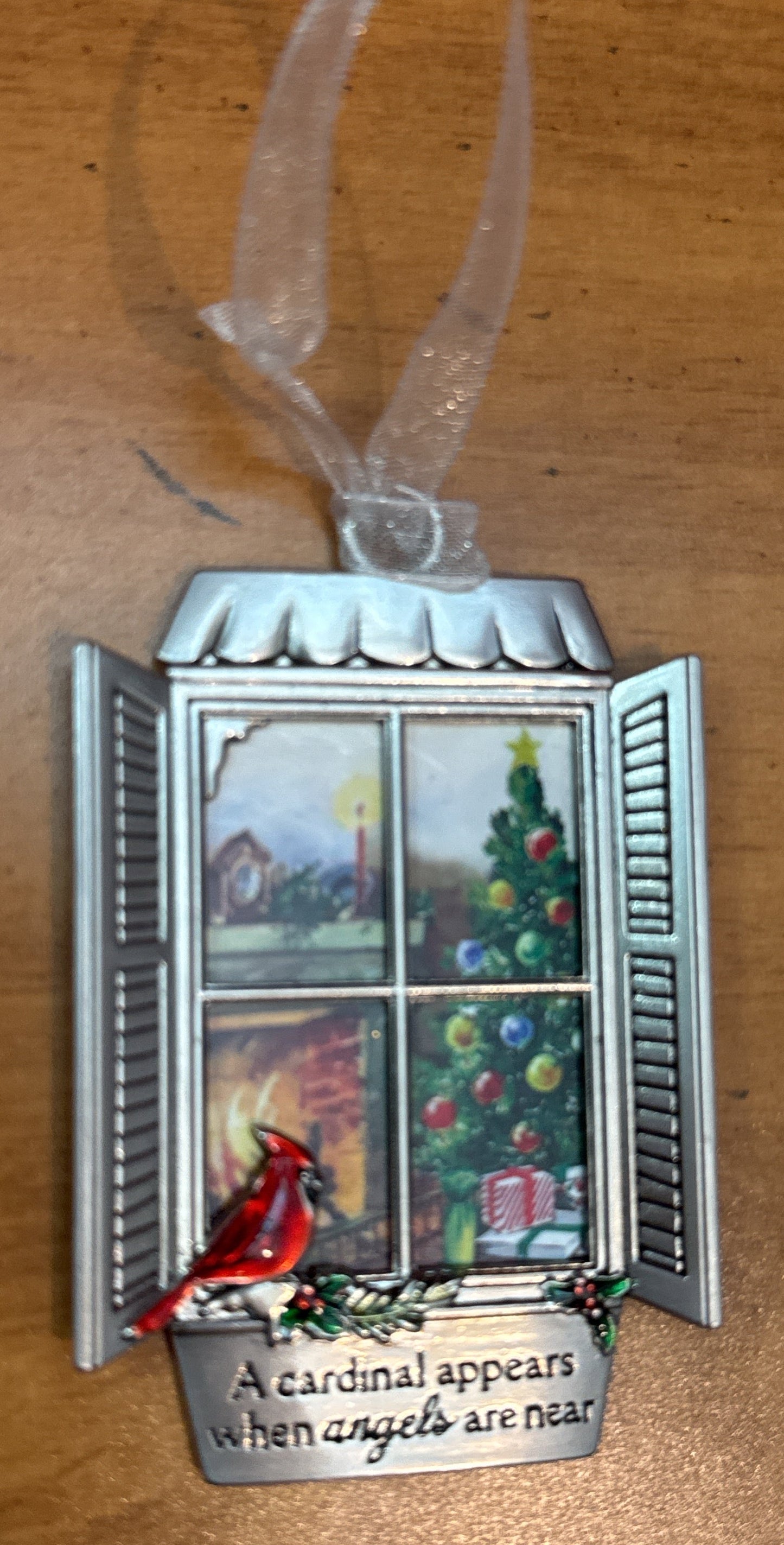 Ganz Zinc Christmas Window Ornament A Cardinal Appears When Angels Are Near New