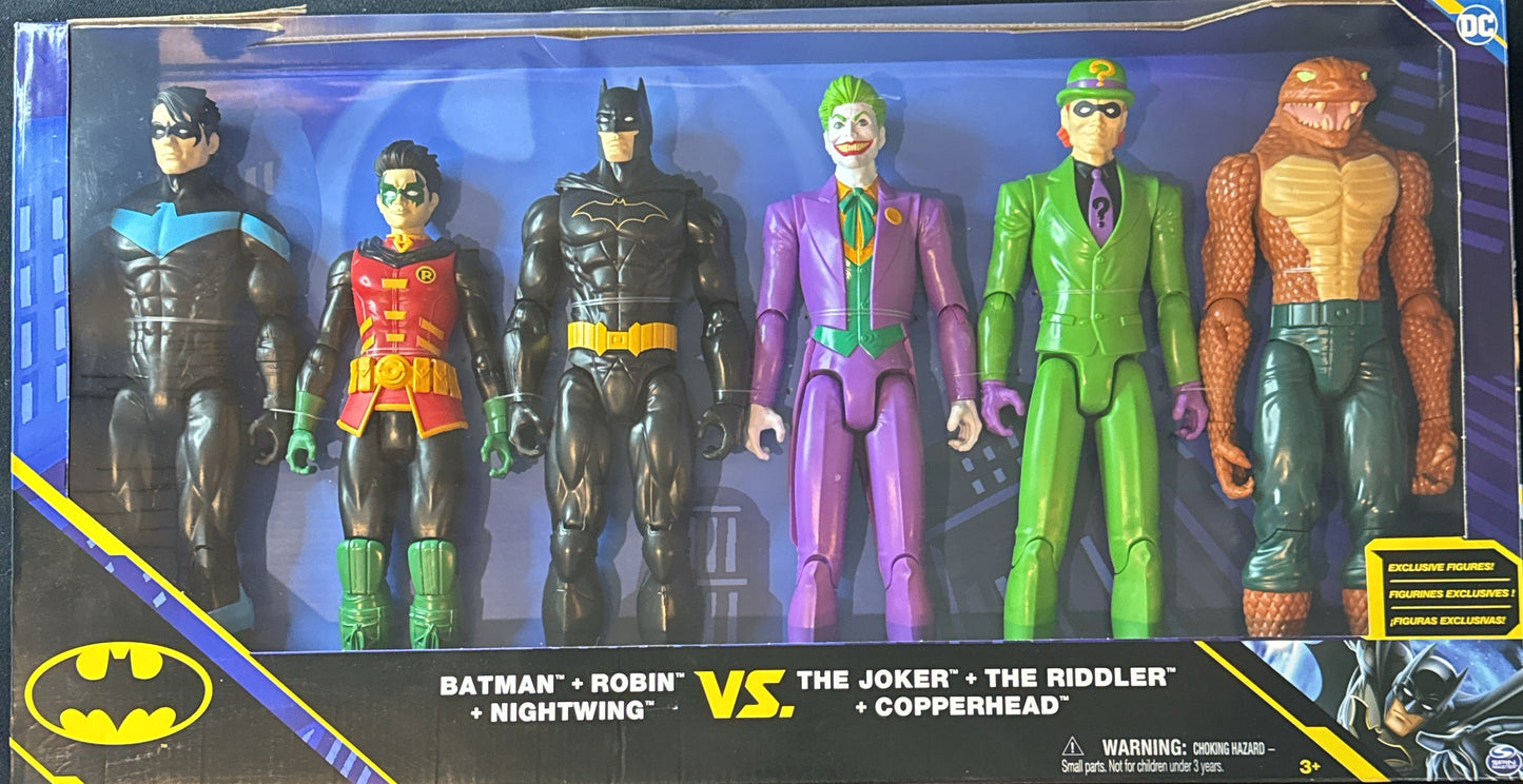 DC Comics Batman, Robin, Nightwing VS. The Joker, The Riddler, Copperhead 6-Pack Figures