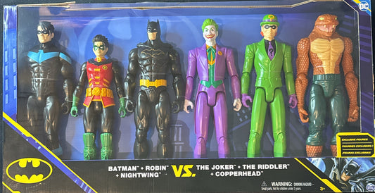 DC Comics Batman, Robin, Nightwing VS. The Joker, The Riddler, Copperhead 6-Pack Figures