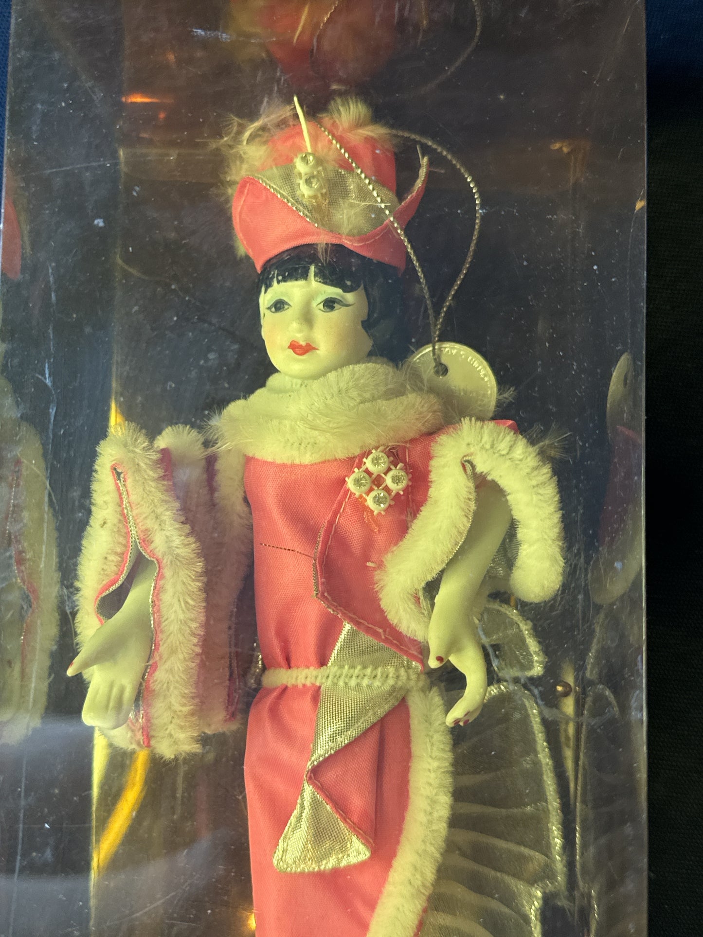 Kurt S. Adler 1984 "The Fabulous 20's" Margie Ornament Hanging Jointed 8.5" New in Box Pink