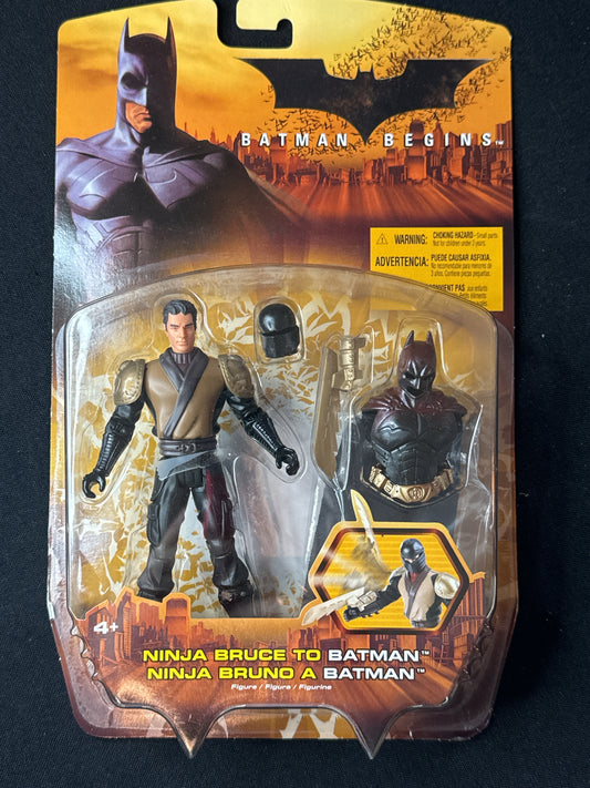 Batman Begins Mattel 2005 Ninja Bruce to Batman Action Figure New in Box