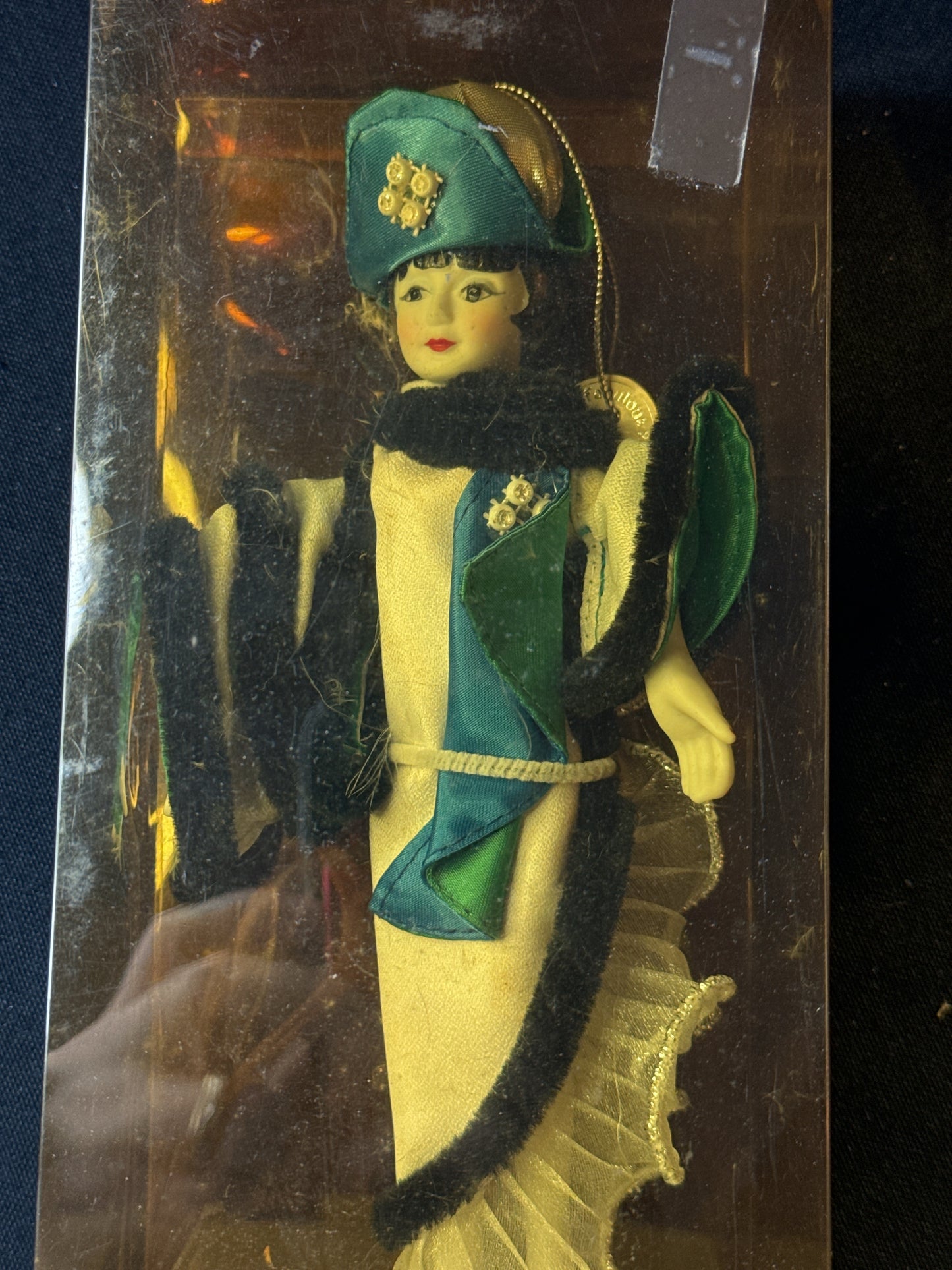 Kurt S. Adler 1984 "The Fabulous 20's" Margie Ornament Hanging Jointed 8.5" New in Box Green