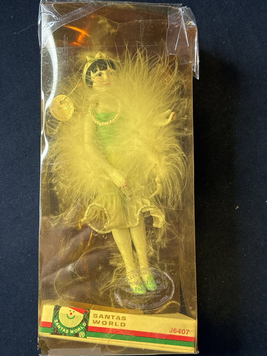 Kurt S. Adler 1984 "The Fabulous 20's" Margie Ornament Hanging Jointed 8.5" New in Box Feathers