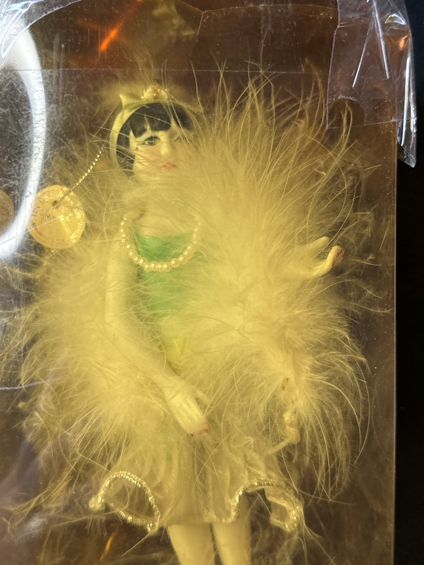 Kurt S. Adler 1984 "The Fabulous 20's" Margie Ornament Hanging Jointed 8.5" New in Box Feathers