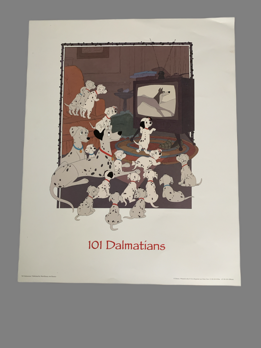 Disney Print of 101 Dalmatians Watching TV