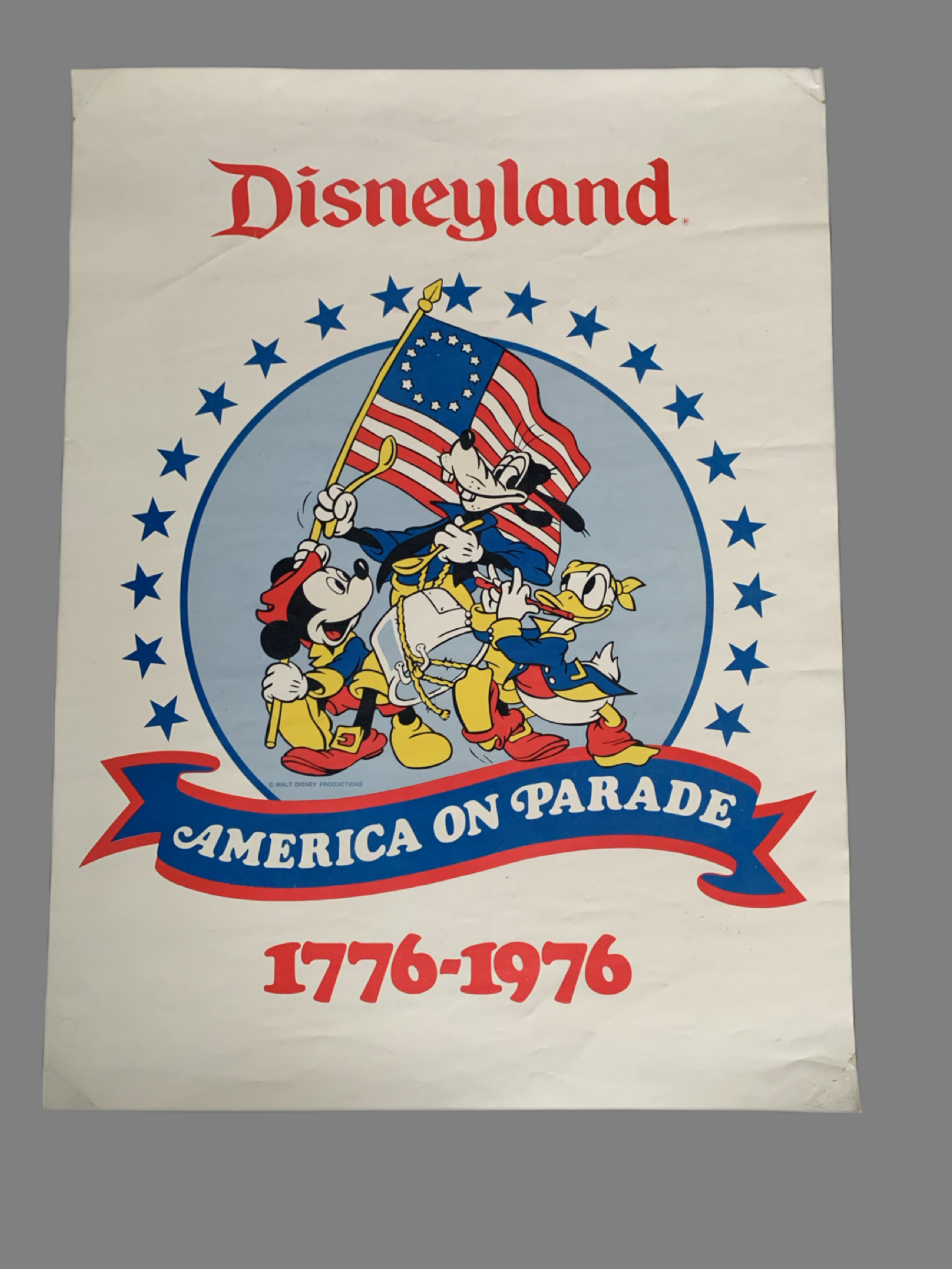 RARE Vintage Disneyland America on Parade Souvenir Poster 1976 Bicentennial