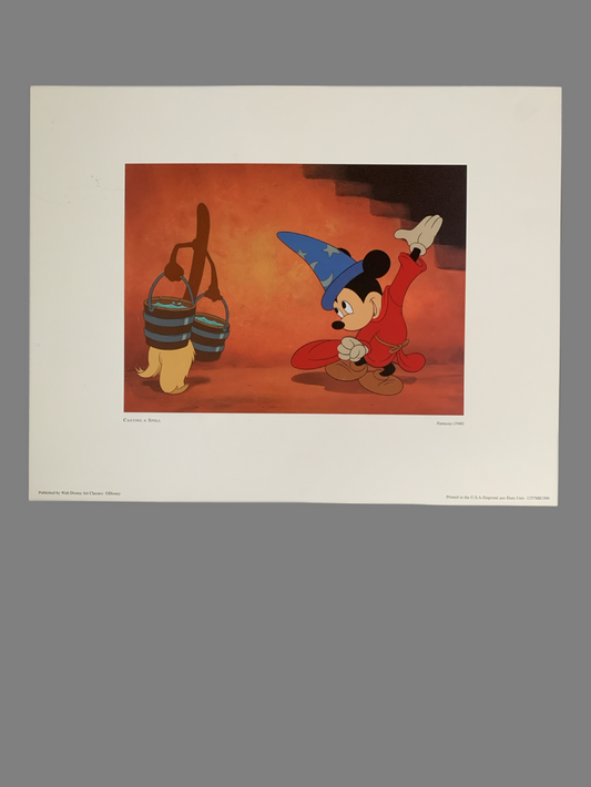 Disney Fantasia Mickey Casting a Spell Lithograph 11 X 14