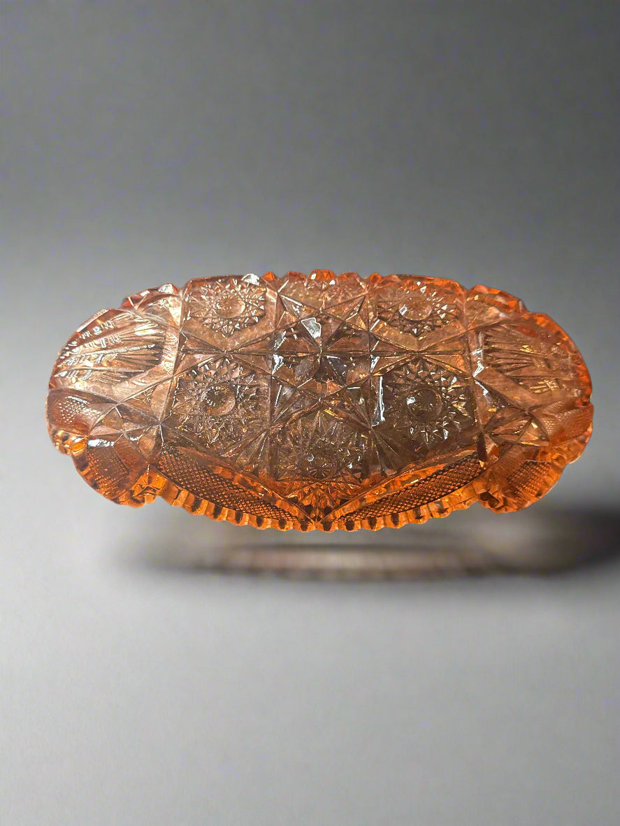 Davidsons Lord & Ladies Pink Depression Glass Candy Dish Patent Rose Pink Frilly Sawtooth