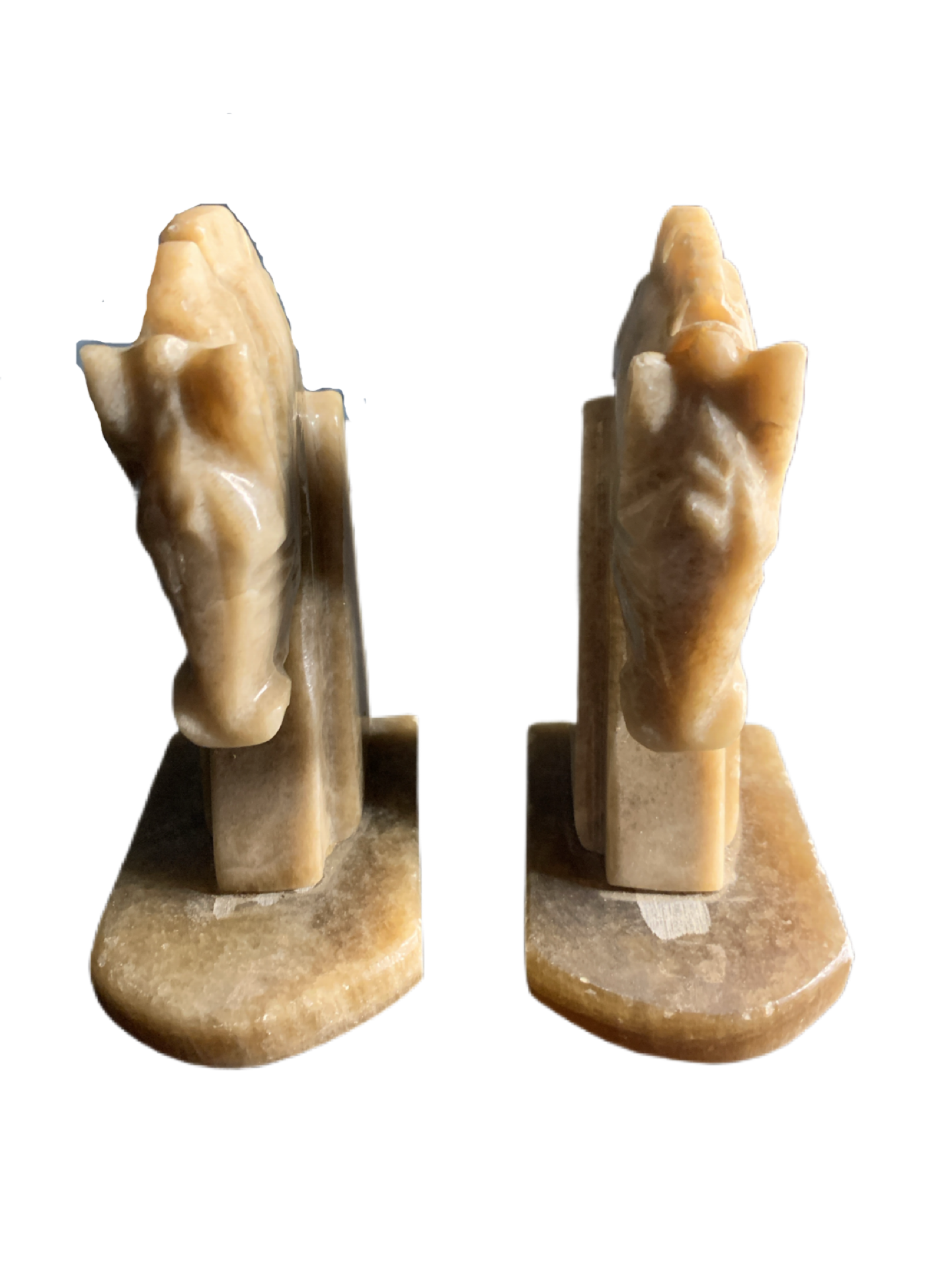 Horse Head Bookends Carved Figure Onyx Natural Stone