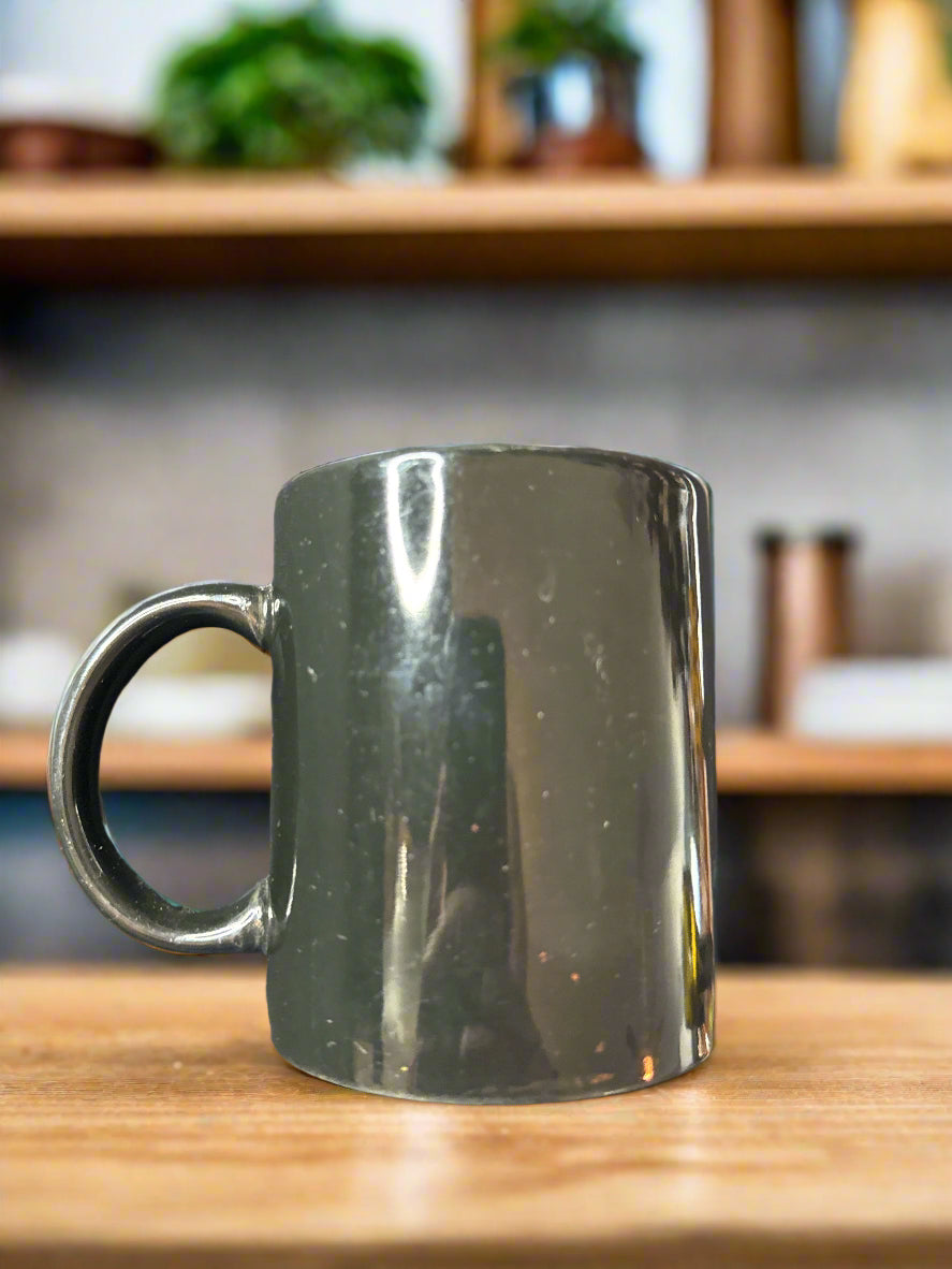 Glossy Black Coffee Cup Mug 3.75" Tall 9 oz.