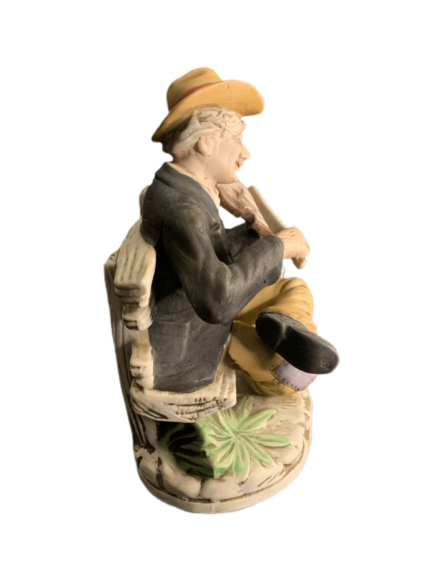 Vintage Homco Old Man on a Bench Playing the Fiddle for his Dog #1157AA