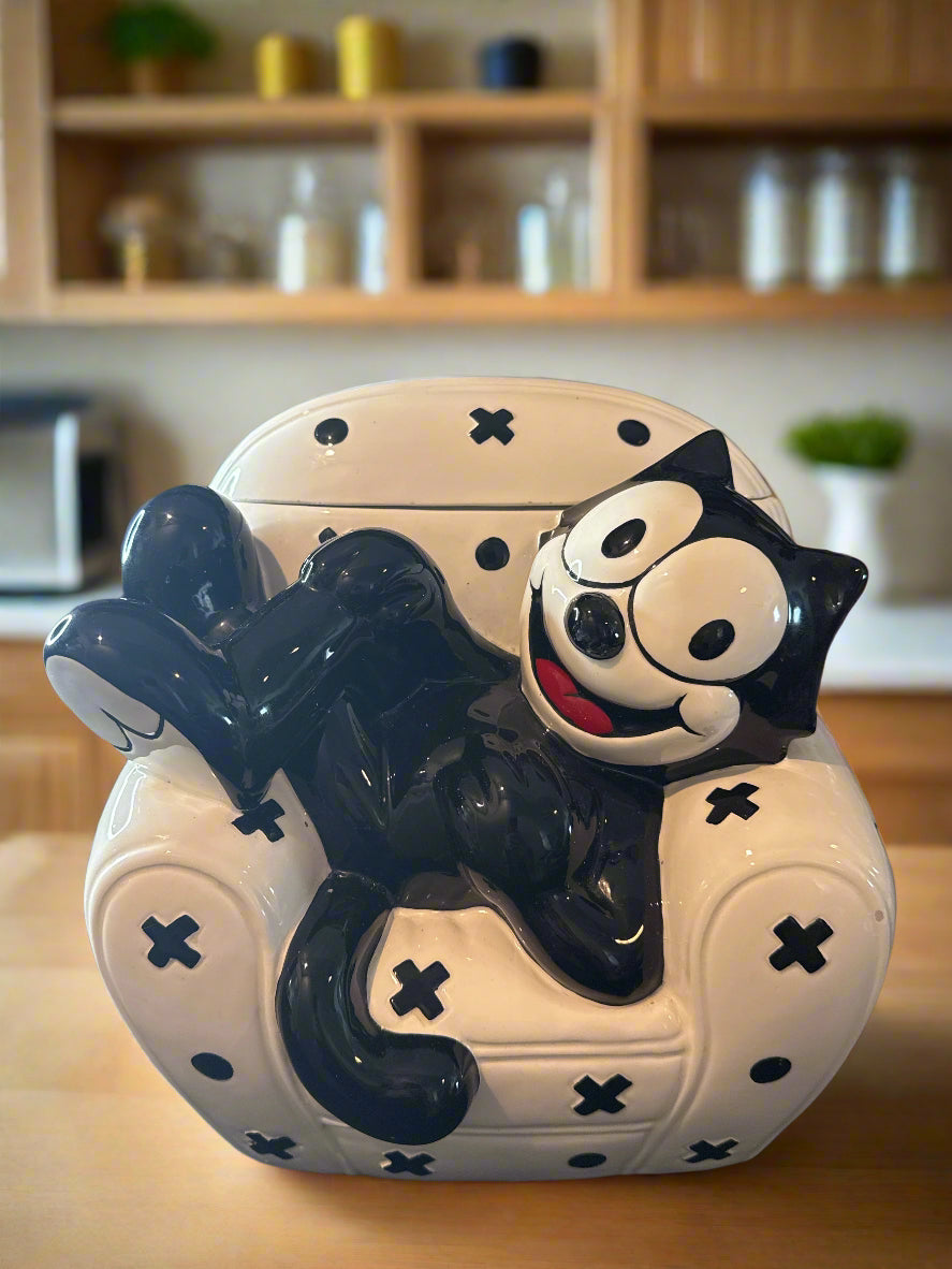 Felix The Cat Cookie Jar Vintage 1997 10" x 10" x 7" Deep