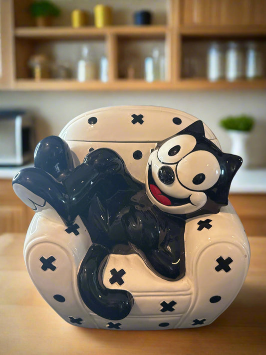 Felix The Cat Cookie Jar Vintage 1997 10" x 10" x 7" Deep