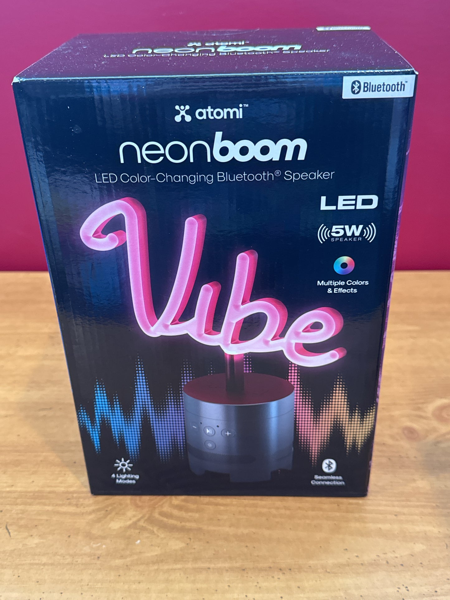 Atomi Neon Boom LED Color Changing Bluetooth Speaker New in Box