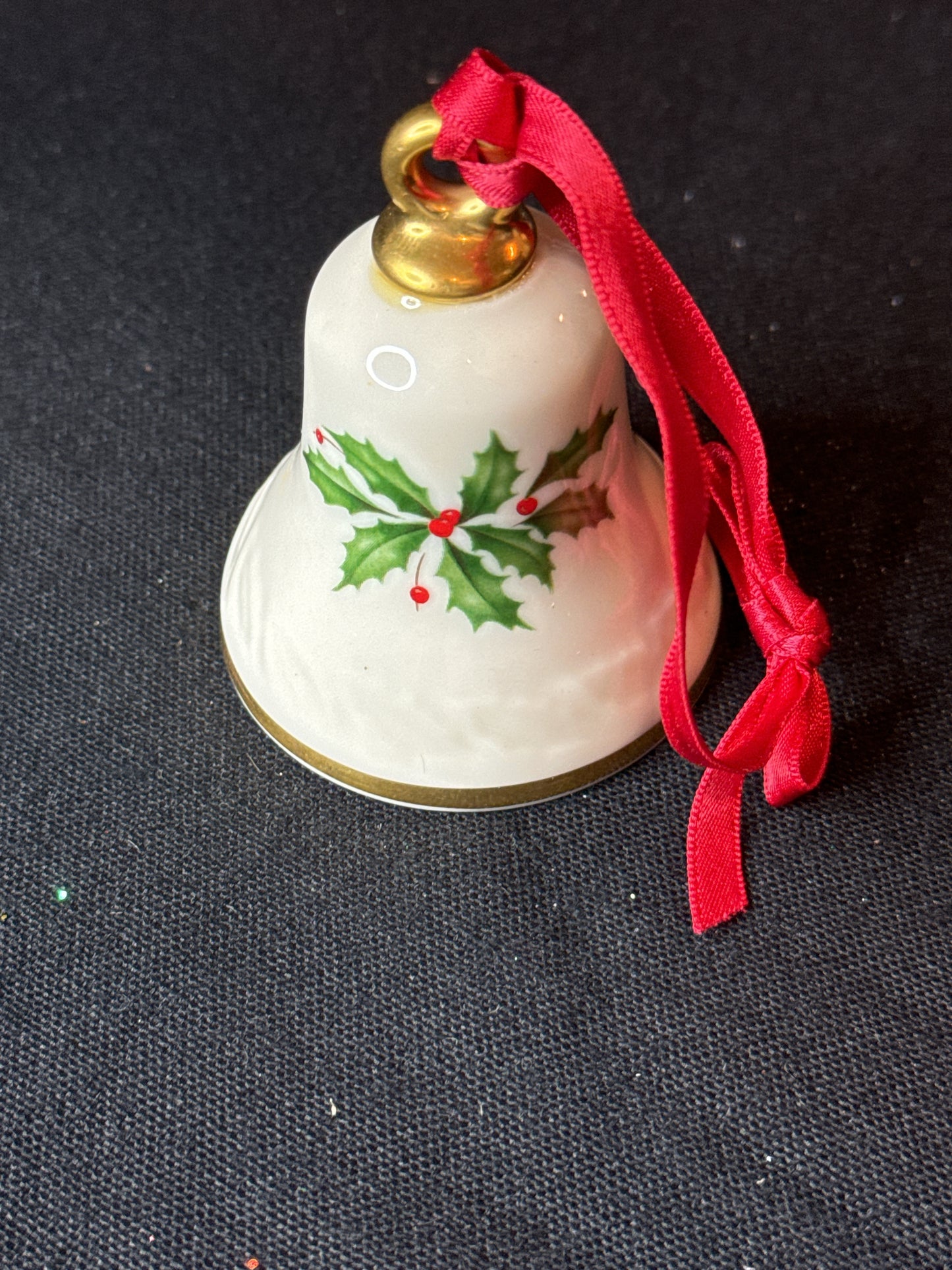 Set of 6 Vintage Glass Ornaments From 1980s One Waterford, One Lenox Bell