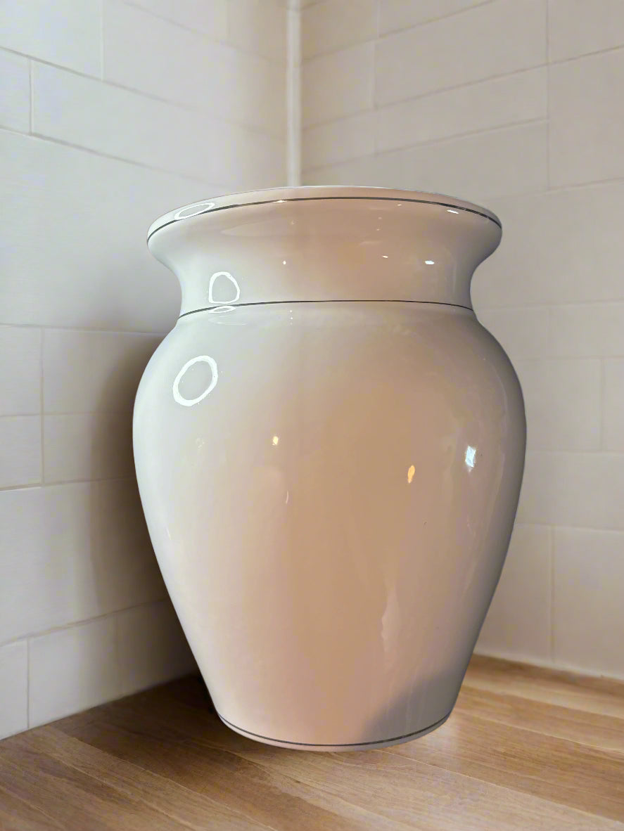 Moreau White Waste Basket Porcelain 10" Tall x 7" Wide at Top