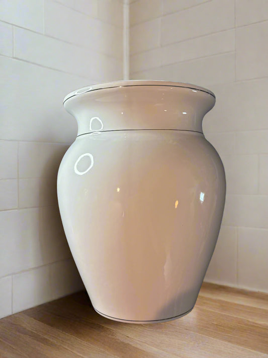 Moreau White Waste Basket Porcelain 10" Tall x 7" Wide at Top